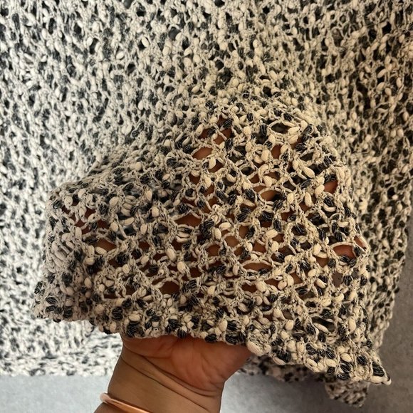 J Jill Sweater Womens Medium Black White Open Knit Popover Pullover Chunky - Picture 5 of 11